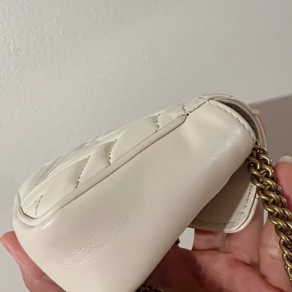 SOLD - GUCCI MARMONT LEATHER SUPER MINI BAG authentic gently worn cream bag - Picture 3 of 9